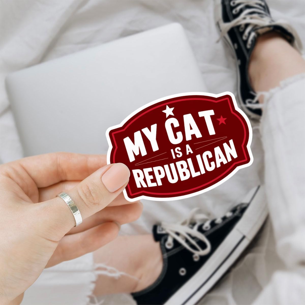 (3Pcs) My Cat is Republican Sticker, Republican Decal, Political Bumper Stickers Republican, Trump Bumper Sticker 2024 Sticker Die-Cut Waterproof for Water Bottle Phone Window Helmet Decal Gifts 5"