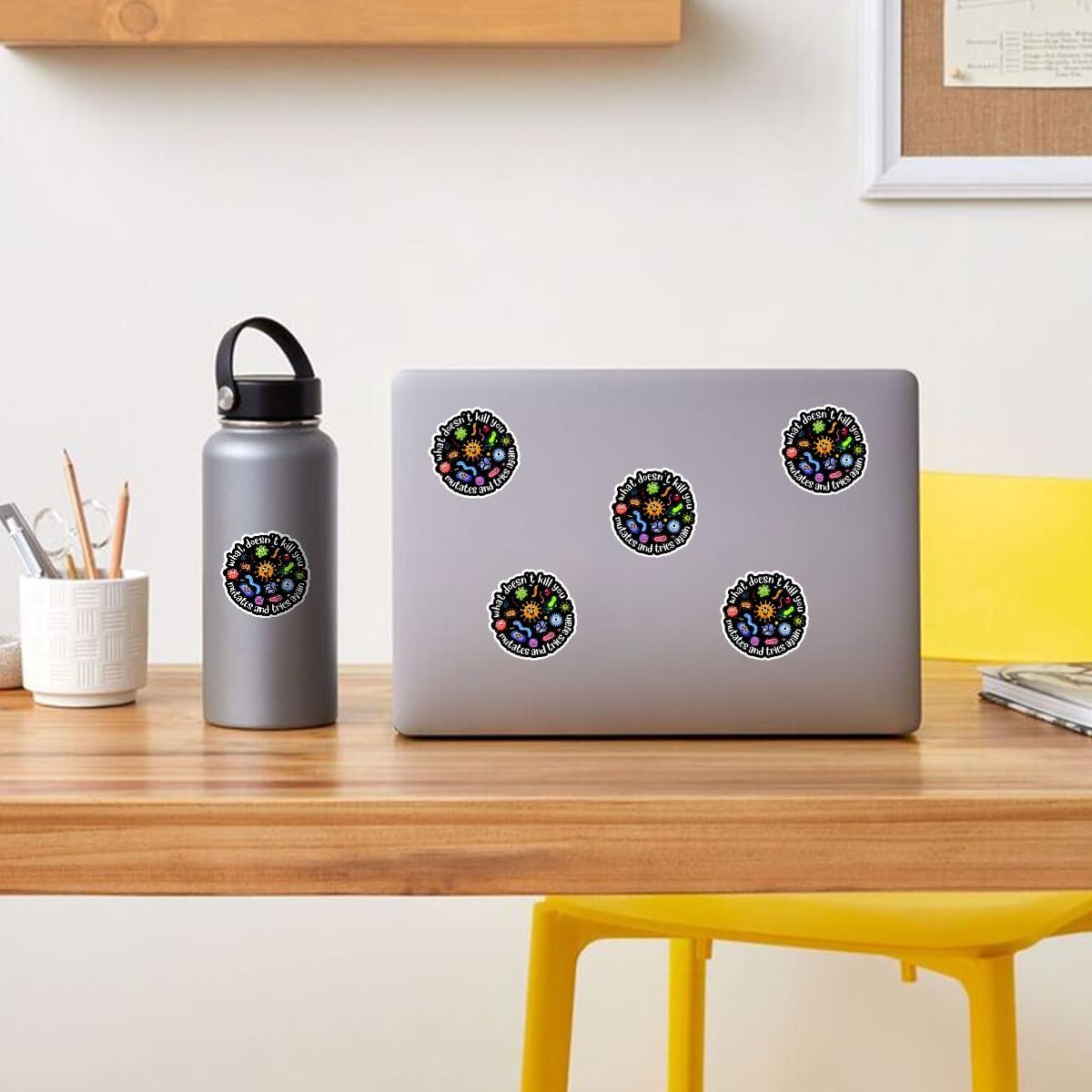 3 Pcs What Doesn't Kill You Mutates and Tries Again Sticker and Tries Again Public Health Stickers Gifts Microbiology Psychology Stickers for Water Bottle Tumbler Phone Case Laptop 3"x3"