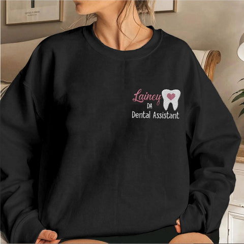 Intenprints Personalized Tooth Healthcare Embroidered Shirt, Dental Assistant RDA, Dentist Office, Dental Hygienist Gift