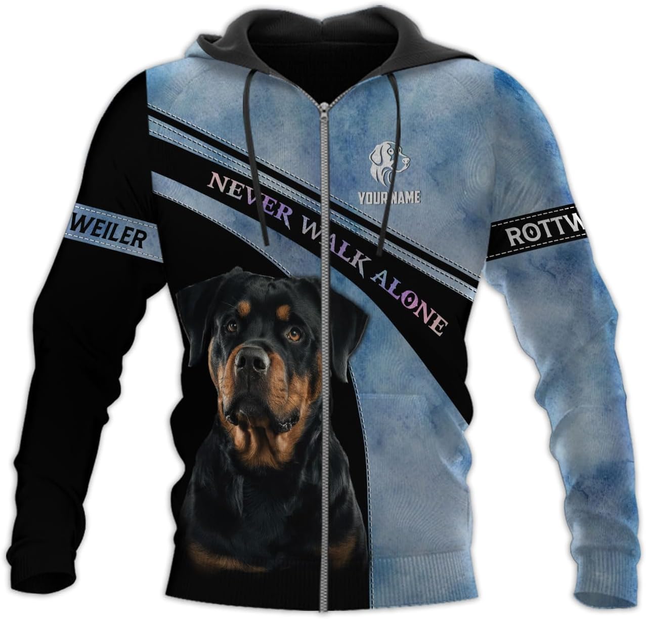 Personalized Rottweiler Dog 3D Hoodie, Custom Name Rottweiler Dog 3D T-Shirt, Sweatshirt, Hoodie Zip for Women, Mens