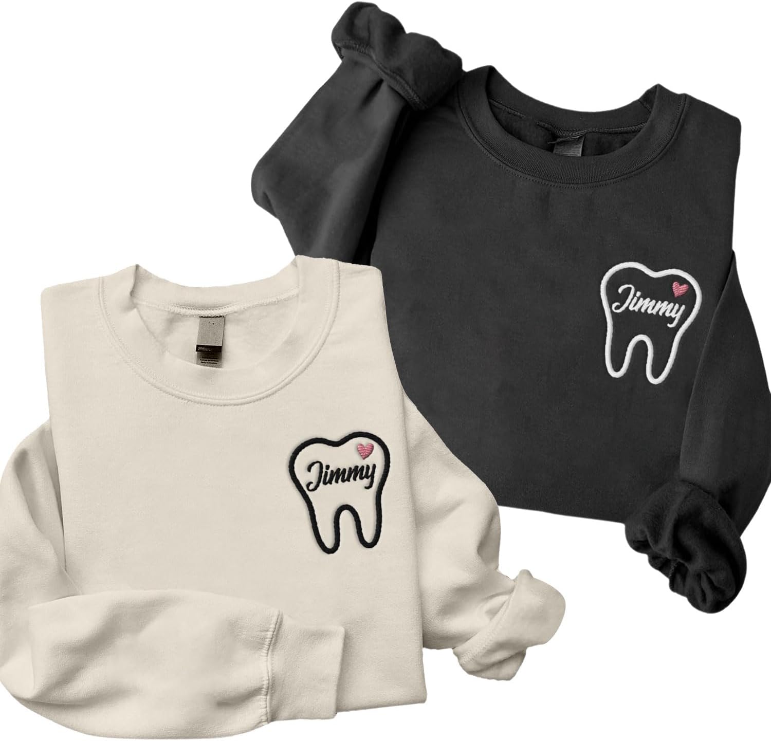 Personalized Dental Assistant Dental Hygienist Embroidered Sweatshirt Crew Neck Smile Dental Teeth Dentist Shirt Long Sleeve