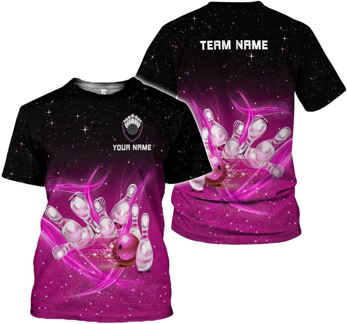 Rivelus Personalized Name Bowling Shirts for Men and Women 3D, Bowling Shirts for Team Bowling, Bowling Shirts Gift