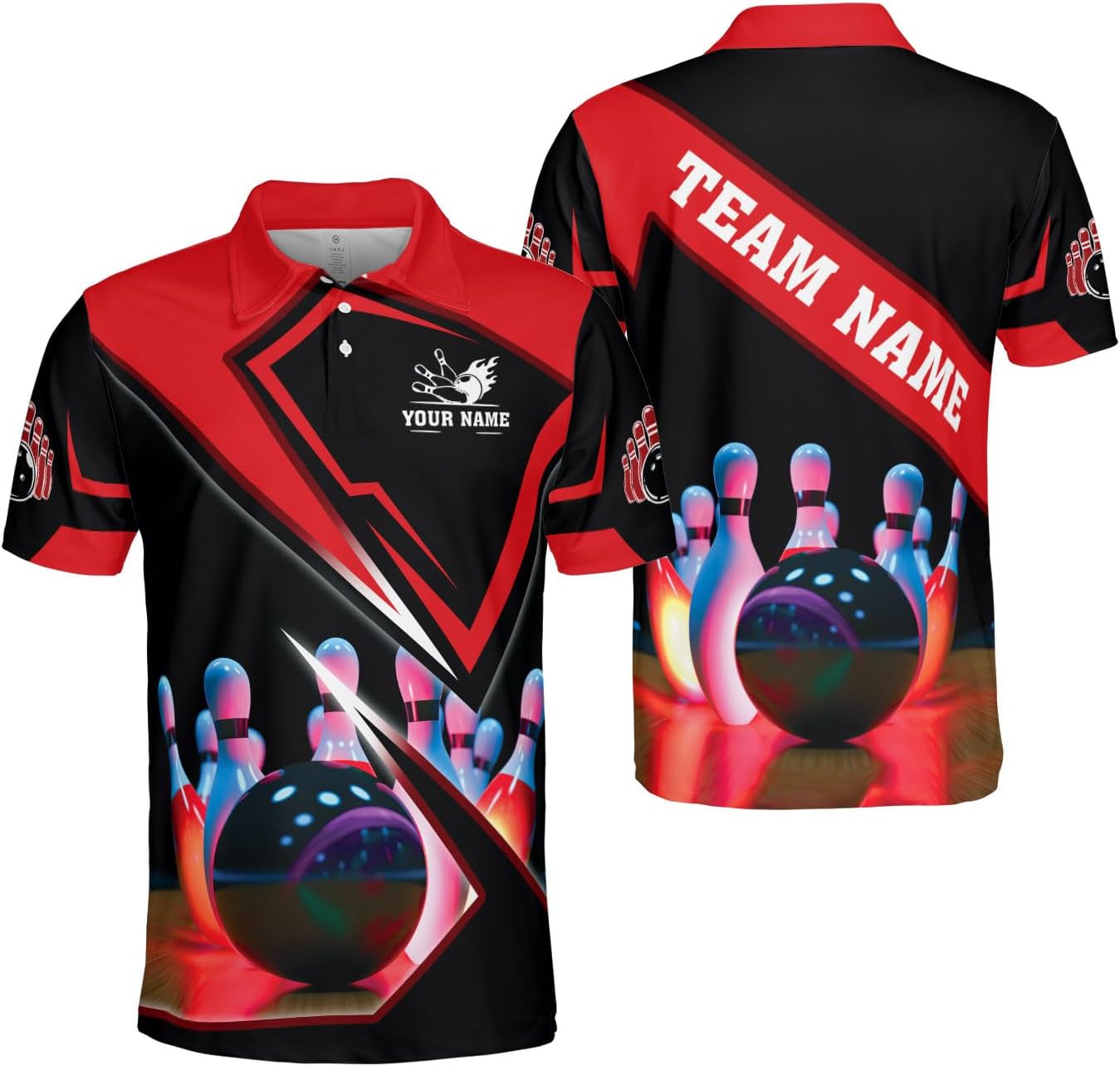 Ligthuy Personalized Name Bowling Polo Shirts 3D for Men and Women, Bowling Shirt, Bowling Shirts for Men Team Bowling Shirt