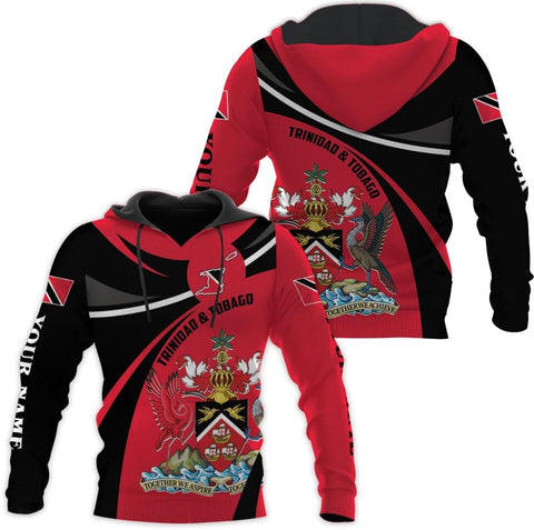 Vybonz Personalized Trinidad & Tobago Hoodie 3D Trinidad and Tobago Coat of Arms Flag Sweatshirt Trinidad Pride Zip Hoodie