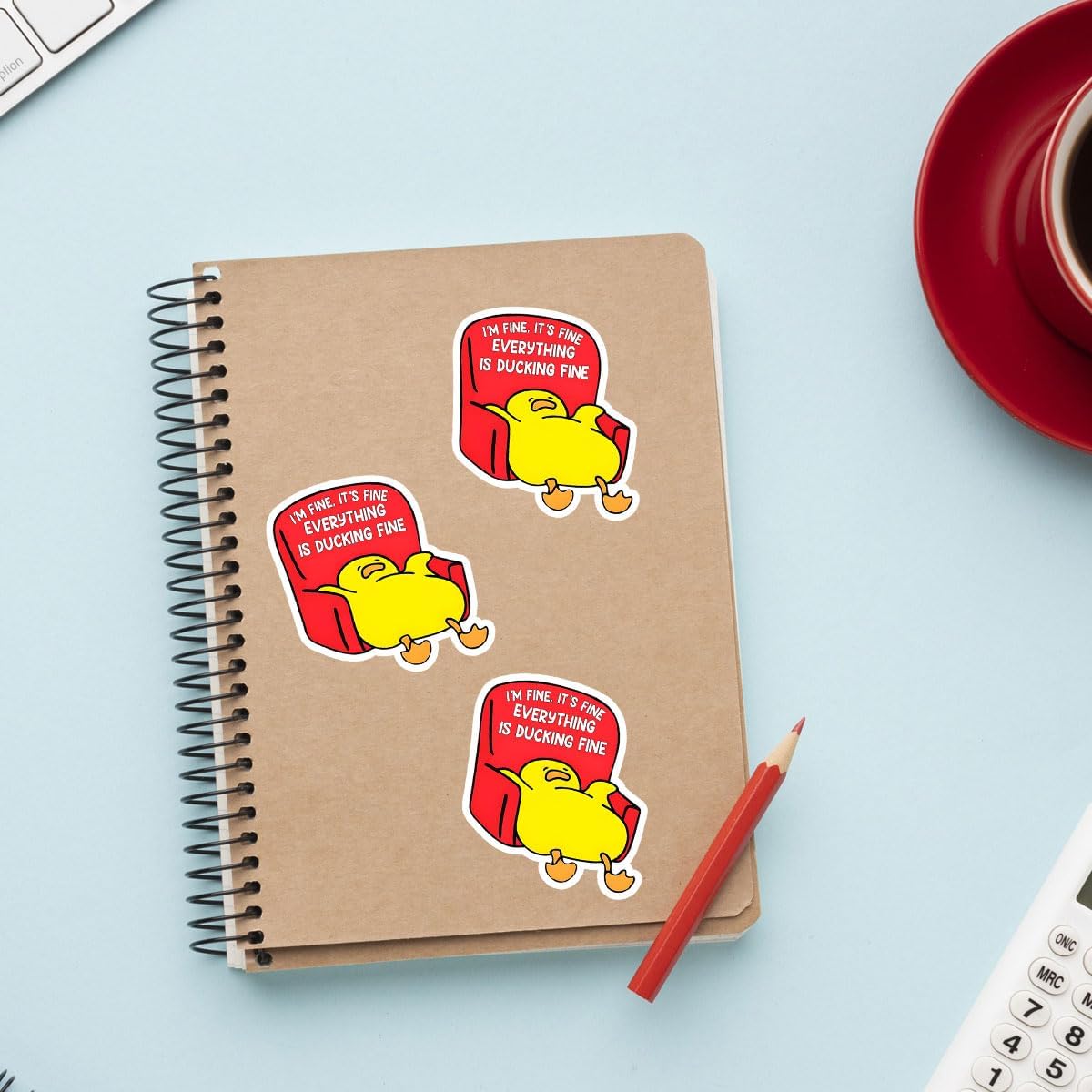 (3Pcs) I'm Fine, It's Fine Everything is Ducking Fine Sticker, Yellow Duck Sticker, Funny Meme Cute Duck Decal, Duck Vinyl Sticker - Stickers for Laptop Water Bottle Phone Car Window Helmet 3"