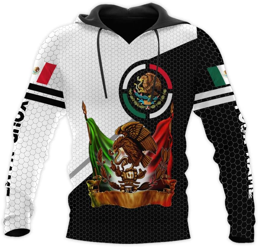 Personalized Name Mexican Hoodie 3D, Customized Mexican Hoodies for Men, Unisex Mexico Hoodie,Mexico Hoodies for Men1 (Multi 7)