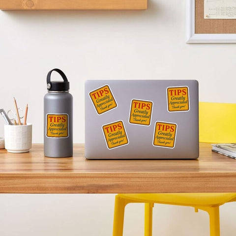 3 Pcs Tips Appreciated Thank You Sticker Tip Jar Stickers 3 Inch – Labels for Tip Jars, Bartender Waiter Waitress Cafe Restaurant Bar Vinyl Decal for Shops Water Bottles Laptop Phone Car Helmet