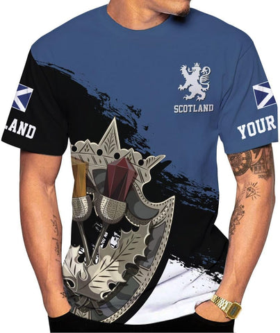Custom Scotland Shirts for Men Scottish Rampant Lion Scotland Coat of Arms Banner T-Shirt Lion Scottish Pride Gift Shirts 3D