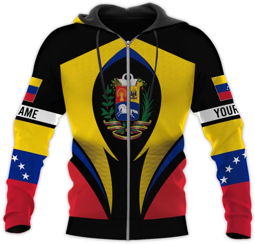 Custom Men's Venezuela Flag & Coat of Arms Hoodie