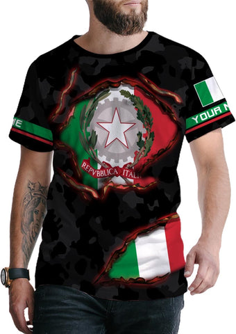 Ligthuy Personalized Name Italy Shirt 3D, Custom Italian Shirt Flag for Men and Women, Italia Shirt Soccer Unisex Size