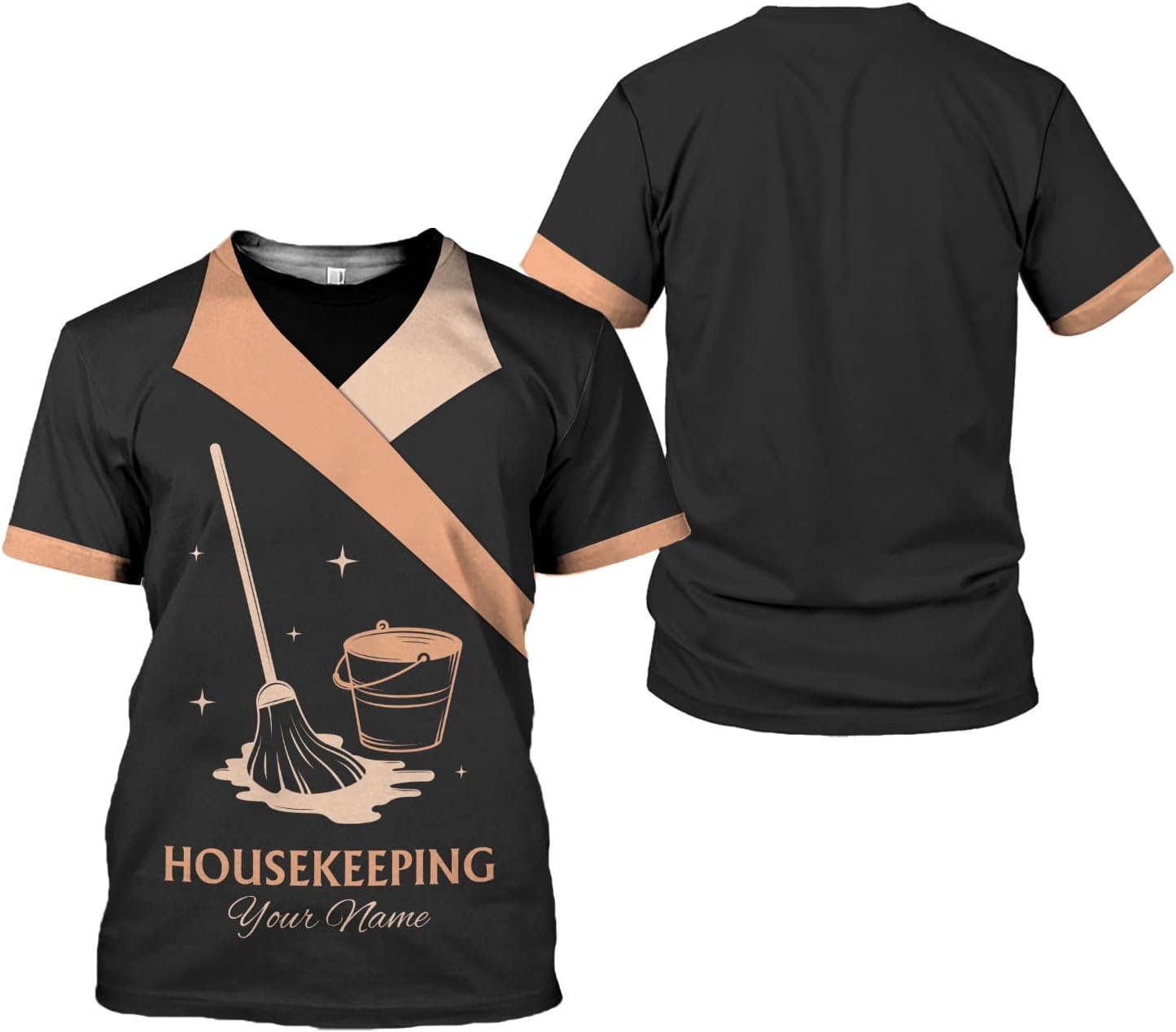 Personalized Housekeeping Shirts, Custom Cleaning Uniforms for Women 3D Cleaning Service Gifts Housekeeper Shirt Clean Lady