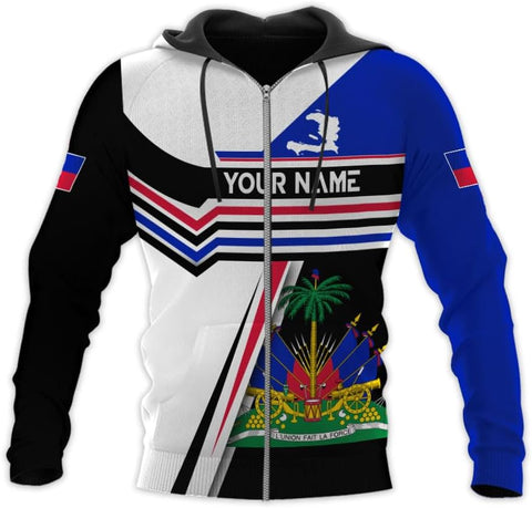 Vybonz Personalized Haiti Pride Flag Shirt, Haitian Sweatshirt 3D for Men & Women Haitian Pride Coat of Arms Hoodie