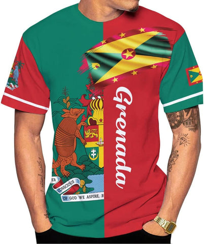 Podagree Personalized Grenada T-Shirt 3D, Proud Grenadan Tshirt, Grenada Flag Grenadian Pride Grenadian Heritage Shirt