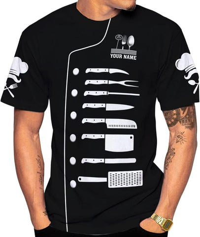 Personalized Chef Shirt Master Chef 3D Shirts Chef Gifts Custom Name Chefs Shirt for Men and Women, Tshirt Chef Utility Shirt