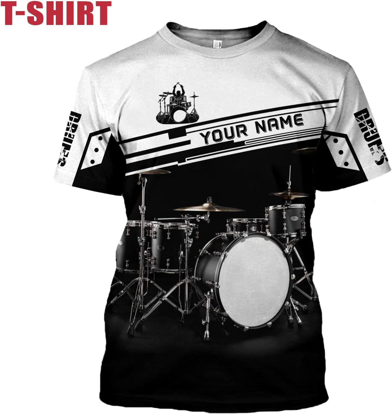 Personalized 3D Drummer Shirt - Custom Name 3D Drum Shirt Gift for Women & Men