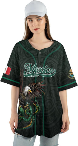 Mostprints Personalized Mexico Baseball Jerseys Mexican Eagle & Flag Shirt for Teams, Mexico Shirts for Men & Women Size S-5XL1