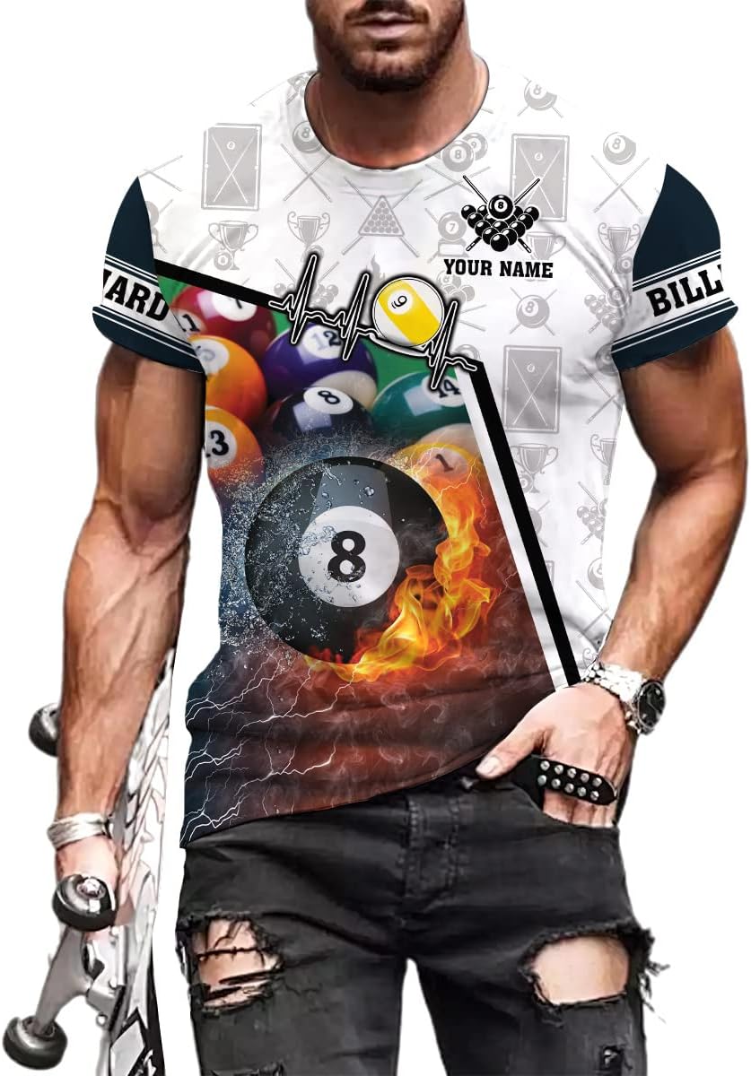Pretyprints Personalized 3D Billiard Shirt Custom Name Men Women Team Apparel Pool 8 Ball Flag Tshirt Billiards Shirts Gift
