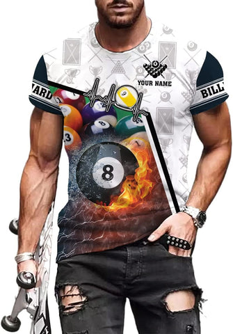 Pretyprints Personalized 3D Billiard Shirt Custom Name Men Women Team Apparel Pool 8 Ball Flag Tshirt Billiards Shirts Gift