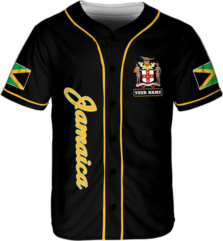 Leprints Personalized Jamaica Baseball Jersey Shirt, Custom Team Name Jamaican Baseball Jersey for Men, Women
