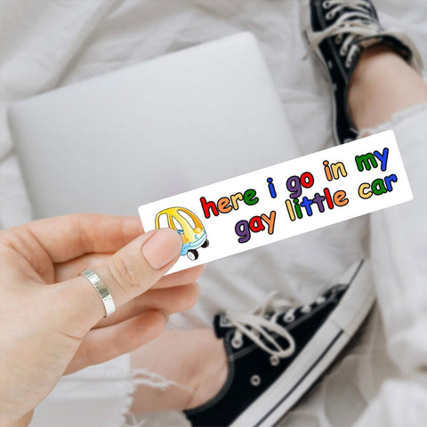3 Pcs Here I Go in My Gay Little Car Sticker – Funny LGBTQ+ Meme Bumper Sticker Vinyl Waterproof Decal for Laptop, Water Bottle, Phone, Car, Helmet, Notebook, Window – 5 Inch Cute Queer Humor Pack