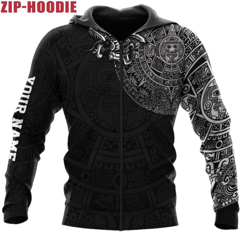 Personalized Name Aztec Hoodie Men, Unisex 3D Aztec Hoodies for Men and Women, Aztec Warrior Mexican Hoodie, Mexico hoodie