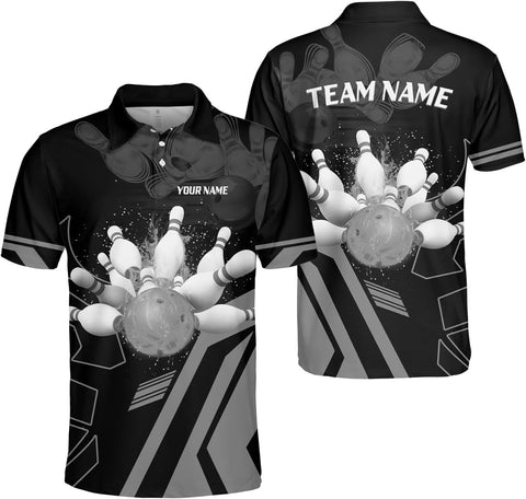 Custom Bowling Polo Shirts for Men and Women Personalized Team Name Customized Bowling 3D Short Sleeve Polo Shirt Gift Unisex