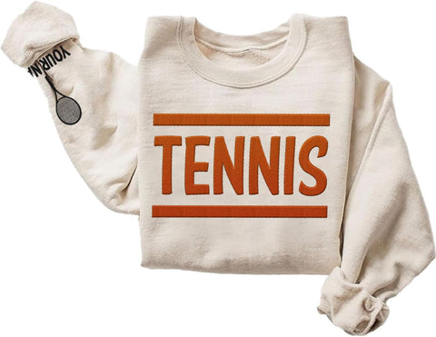 MAPrints Personalized Tennis Sweatshirt, Heartbeat Embroidery, Sport Gift