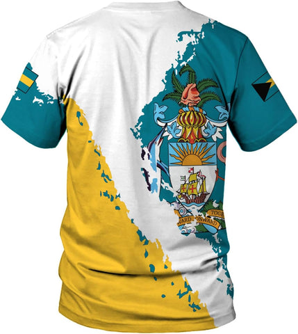 Artparel Personalized Bahamas Shirts 3D Bahamas T-Shirt Bahamas Shirts for Men Bahamas Souvenirs Shirts Bahamas Flag Shirts