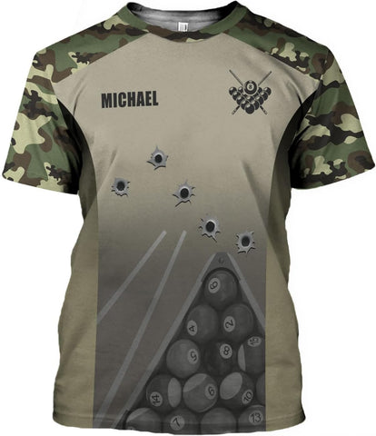 MoonArt Personalized Billiard Shirts 3D Billiard Shirt Custom Billiard Flag Shirt Men's Pool Billiards Shirt 8 Ball Men Women