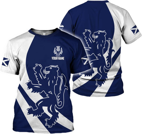 Custom Scotland Shirts for Men Scottish Rampant Lion Scotland Coat of Arms Banner T-Shirt Lion Scottish Pride Gift Shirts 3D