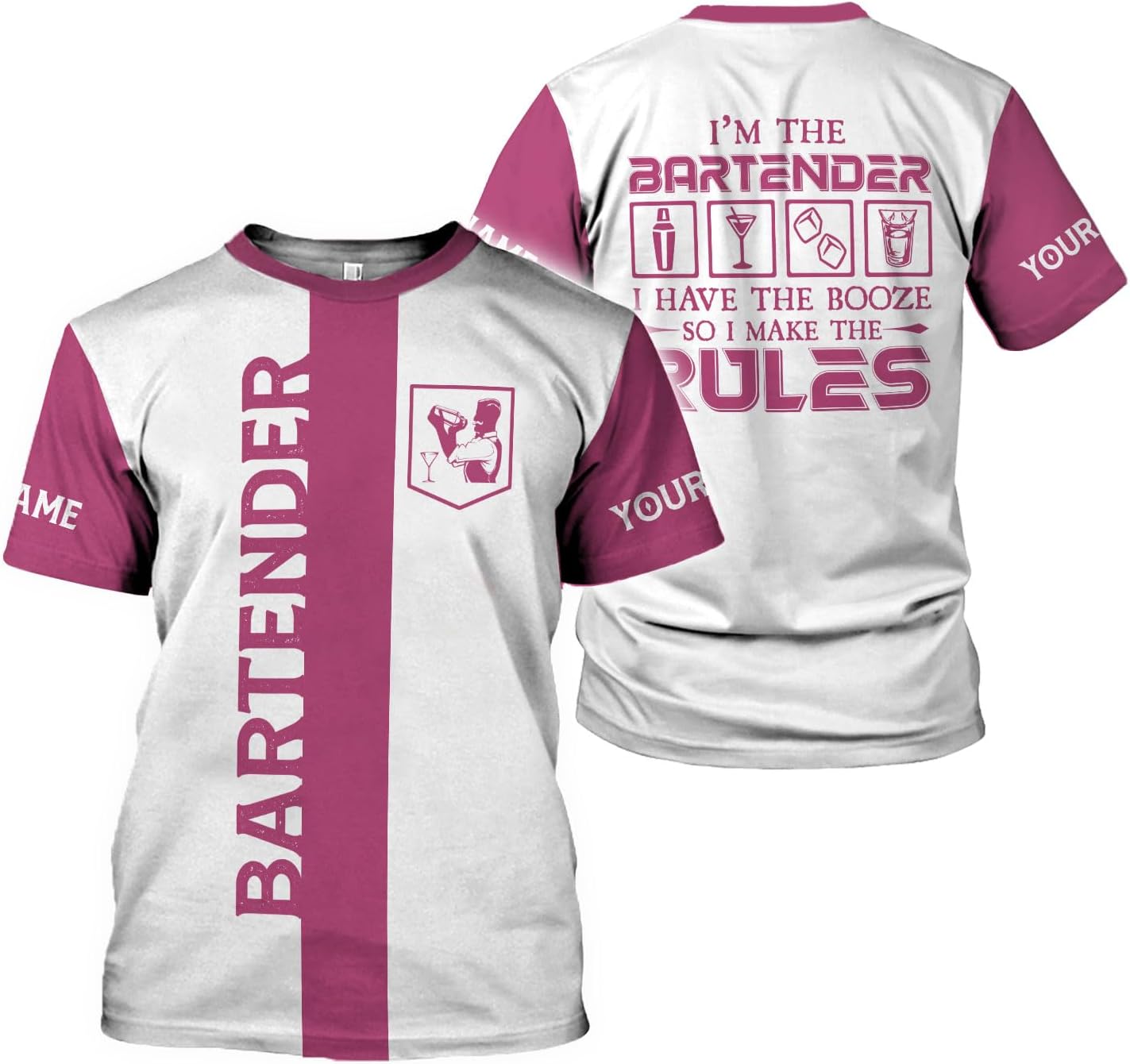 MAPrints Personalized Bartender Shirt Custom Bartender Tshirts Bartending 3D Tshirts Bartender Barista Camisas Tshirt for Men