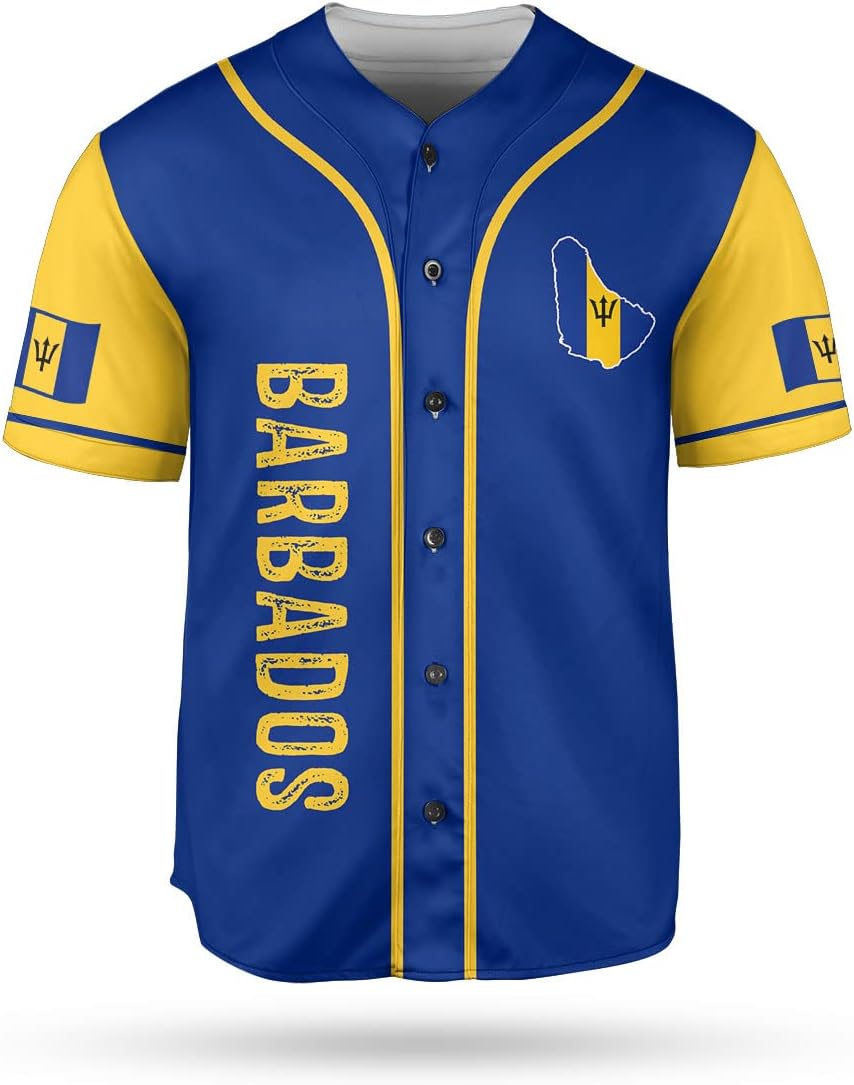 Podagree Personalized Barbados Baseball Jersey Shirt, Bajan Flag Jersey, Barbados Jersey for Men and Women Jersey Bajan