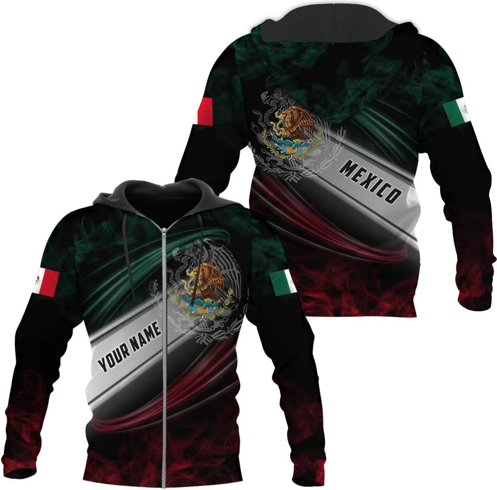 Personalized Name Mexican Hoodie 3D, Customized Mexican Hoodies for Men, Unisex Mexico Hoodie, Mexico Hoodies for Men 2