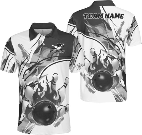 Ligthuy Personalized Name Bowling Polo Shirts 3D for Men and Women, Bowling Shirt, Bowling Shirts for Men Team Bowling Shirt