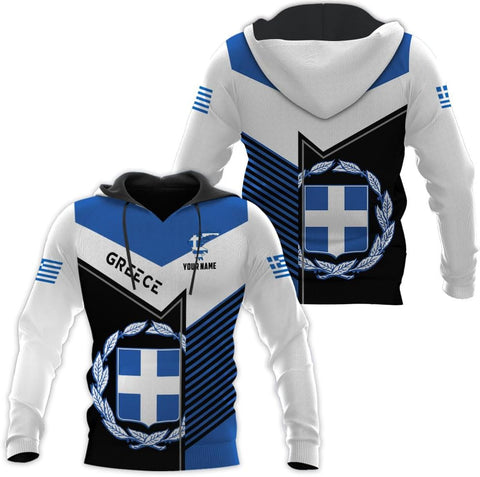 Suseaz Personalized Greece Hoodie Greek Coat of Arms Flag Grecian 3D Sweatshirt Greece Zip Hoodie Grecian Pride Gift Shirt