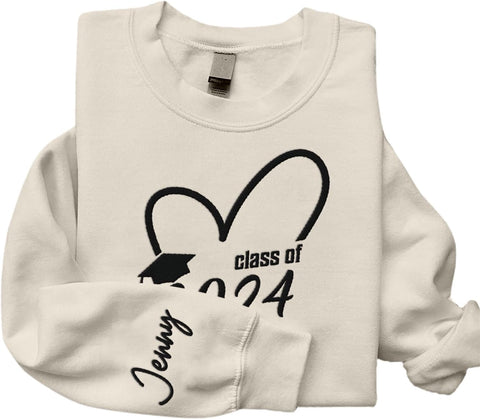 AOVL Personalized 2024 Embroidered Sweatshirt - Graduation Class Of 2024 Senior Class Embroidered Sweatshirt