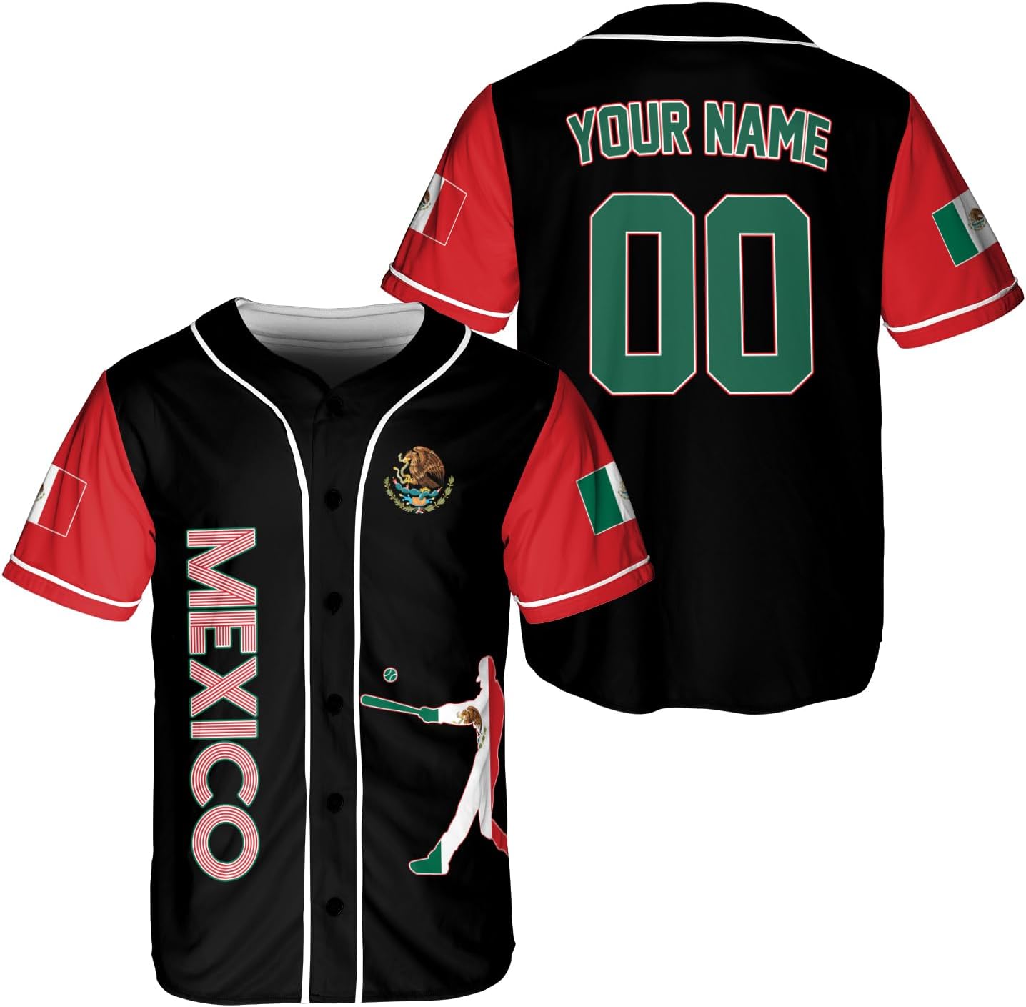 RoyalBro Personalized Mexico Baseball Jersey, Mexican Jersey for Men & Women, Mexican Flag Jersey, Mexico Shirt Camisa