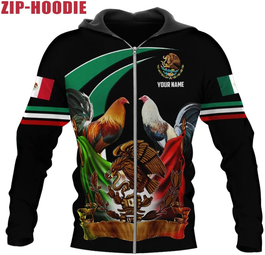 Personalized Name Rooster Camo flag Mexican Mexico Sudadera De Mexico Hombre Unisex Hoodie, T Shirt, Zip Up Hoodie, Multicolor 5X-Large