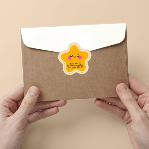 (3pcs) Gold Star Sticker. You Did It, It Kinda Sucks but You Did It Sticker, Star Meme Sticker, You Did It Sticker Die-Cut Waterproof Vinyl Sticker Laptop Water Bottle Window Phone Helmet