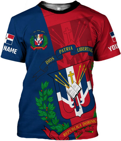 Custom Dominican Republic 3D Shirts for Men Dominicana Flag Shirts Dominican Flag Tshirt Dominican Independence Day