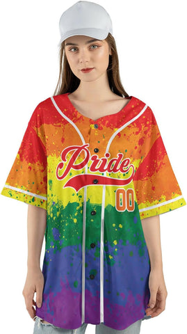 AOVL LGBT Pride Baseball Jersey Custom Rainbow Custom Shirt Month Love is Love Equality Gay Clothing Flag Jersey Team Name