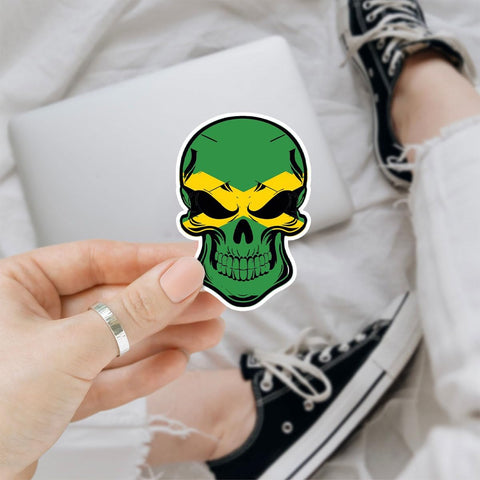 (3Pcs) Jamaica Skull Sticker, Jamaica Flag Decal, Jamaica Assesories, Skull Bumper Stickers for Cars, Jamaican Flag Skull Vinyl Sticker - Stickers for Laptop Water Bottle Phone Car Window Helmet 3"