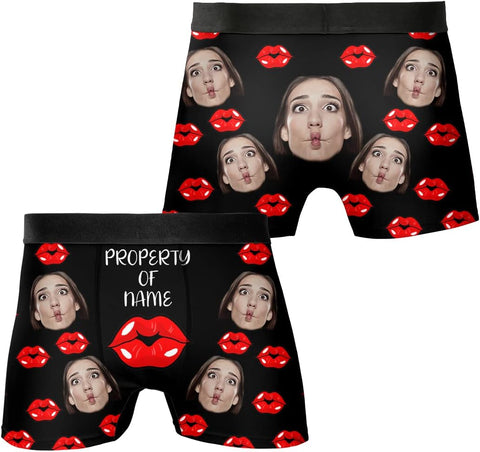 Personalized Girlfriend BoyFriend Photo Face Boxer Underwear with funny face, Custom Faces Print Shorts Novelty Briefs for Men Men's Funny Gifts Christmas, Xmas, Valentine's day gifty BX66