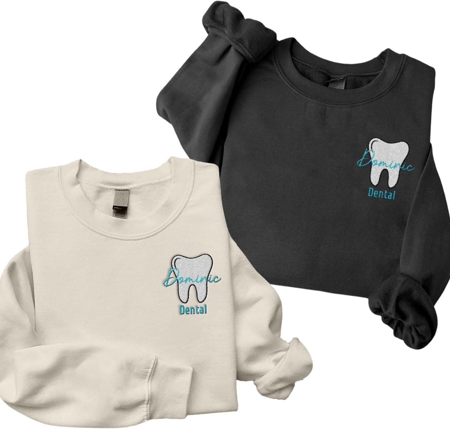 Personalized Dental Assistant Dental Hygienist Embroidered Sweatshirt Crew Neck Smile Dental Teeth Dentist Shirt Long Sleeve