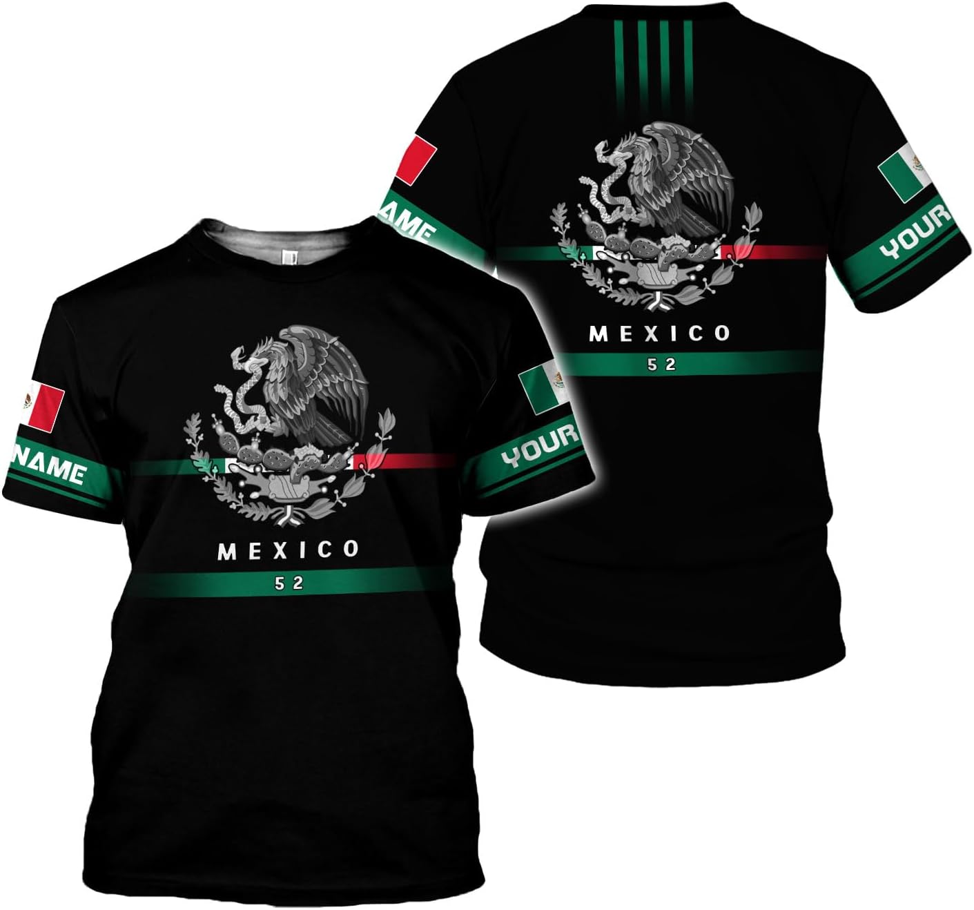 Rivelus Personalized Name Mexican Shirts for Men, Customized Mexico Shirts for Men, Mexico Shirts for Women Mexico Shirt