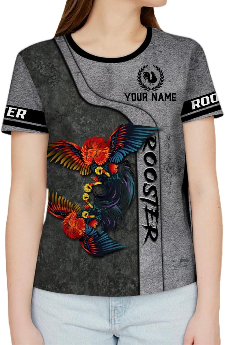 Mostefy Personalized Name Rooster Shirt 3D, Rooster Shirts for Men, Chicken Tshirts Shirts for Women, Funny Chicken Shirts