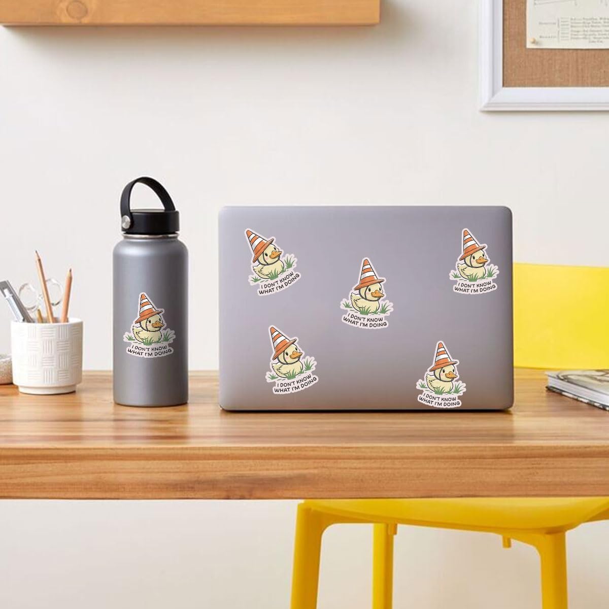 3Pcs I Don't Know What I'm Doing Duck Sticker, I Have No Idea What I'm Doing Bumper Sticker, Fun Yellow Duck with Hat Sticker, Sarcastic Sticker - Stickers for Laptop Water Bottle Phone Car Helmet 3"