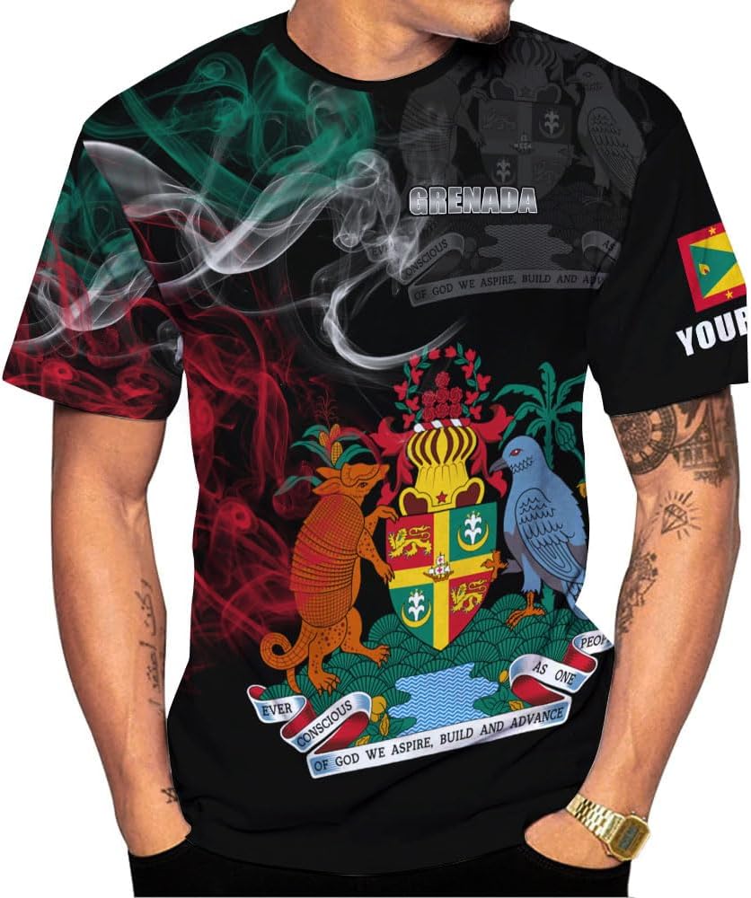 Personalized Name Grenada Shirts for Men, Grenada Shirts for Women, Proud Grenadan Shirts, Grenadian Flag Pride Shirt