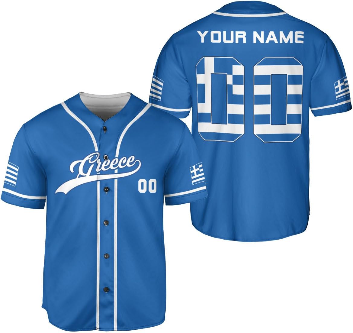 Leprints Personalized Greece Greek Jersey, Greece Greek Soccer Shirt Baseball Grecian Pride Flag Jersey Men Women Shirts