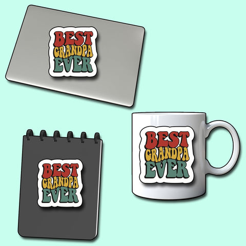 Grandpa gift Best Grandpa Ever Sticker, Waterproof Vinyl Sticker for Book Laptop Water Bottle Phone Case